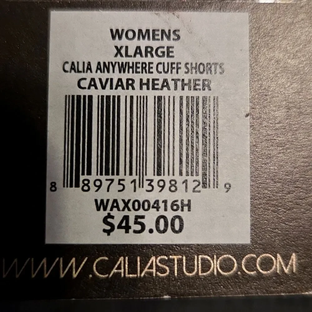 NEW CALIA Anywhere Cuff Shorts Gray Cavier Heather Womens‎ Size XL